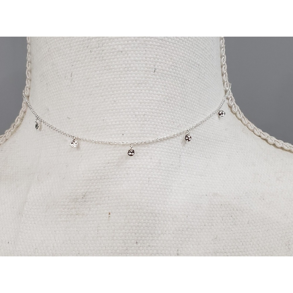 NEW GORJANA 5 DISC DAINTY CHOKER NECKLACE SILVER TONE HAMMERED THIN